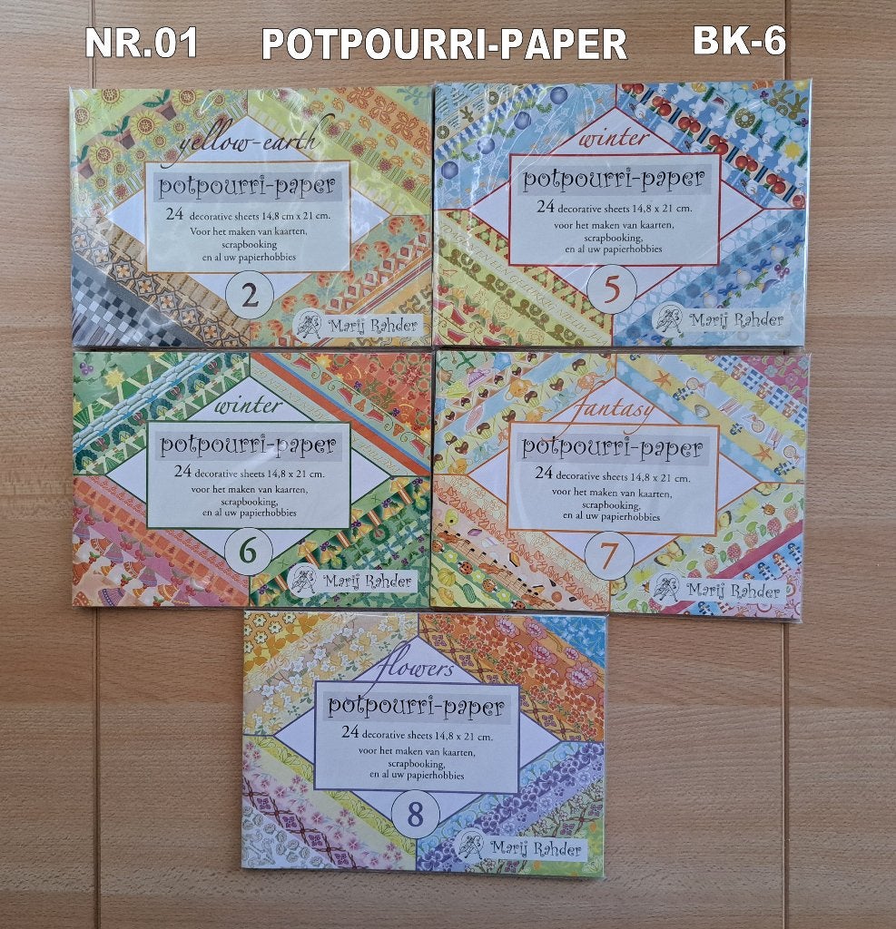 nr.01...MARIJ RAHDER POTPOURRI-PAPER BOEKJE - 5 SOORTEN, Ophalen of Verzenden, Nieuw, Overige thema's, Overige typen