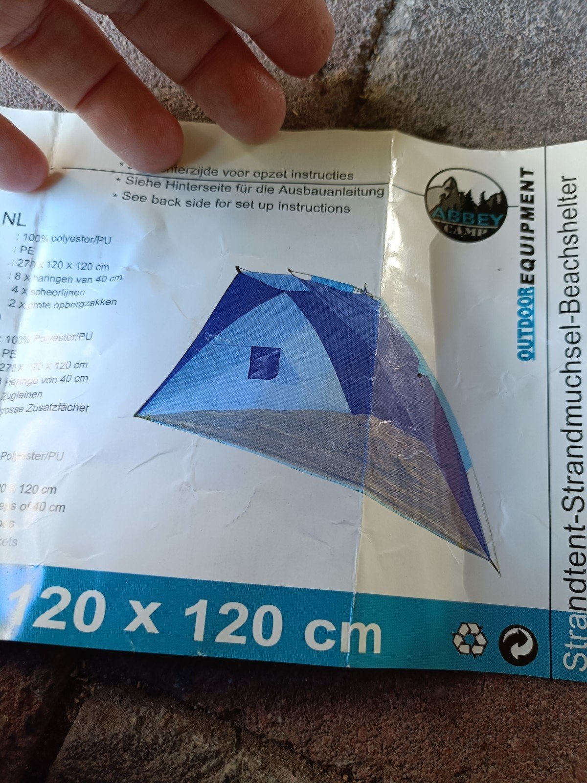 Strandtent / Beachshelter - Abbey Camp Outdoor Equipment, Ophalen of Verzenden, Zo goed als nieuw, Tot en met 2
