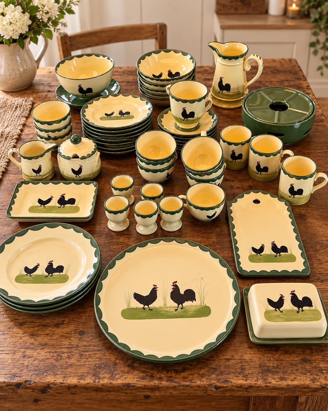Zeller Keramik Hahn & Henne –  vintage servies uit 1990, Antiek en Kunst, Ophalen