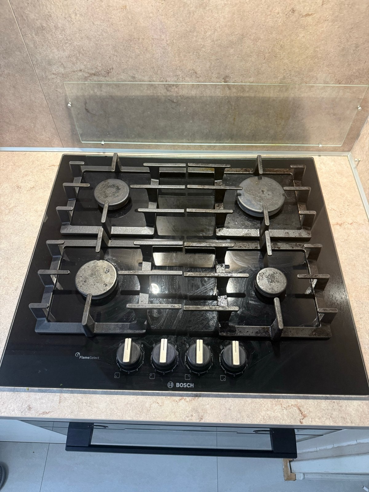 Bosch Serie 6 Gaskookplaat Zwart Inbouw 4 zones, Witgoed en Apparatuur, Kookplaten, Gebruikt, Inbouw, Gas, 4 kookzones
