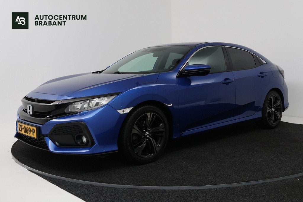 Honda Civic 1.0 i-VTEC Elegance (TREKHAAK, DIGITALE COCKPIT,, Auto's, Honda, Gebruikt, Blauw, Leder en Stof, 988 cc