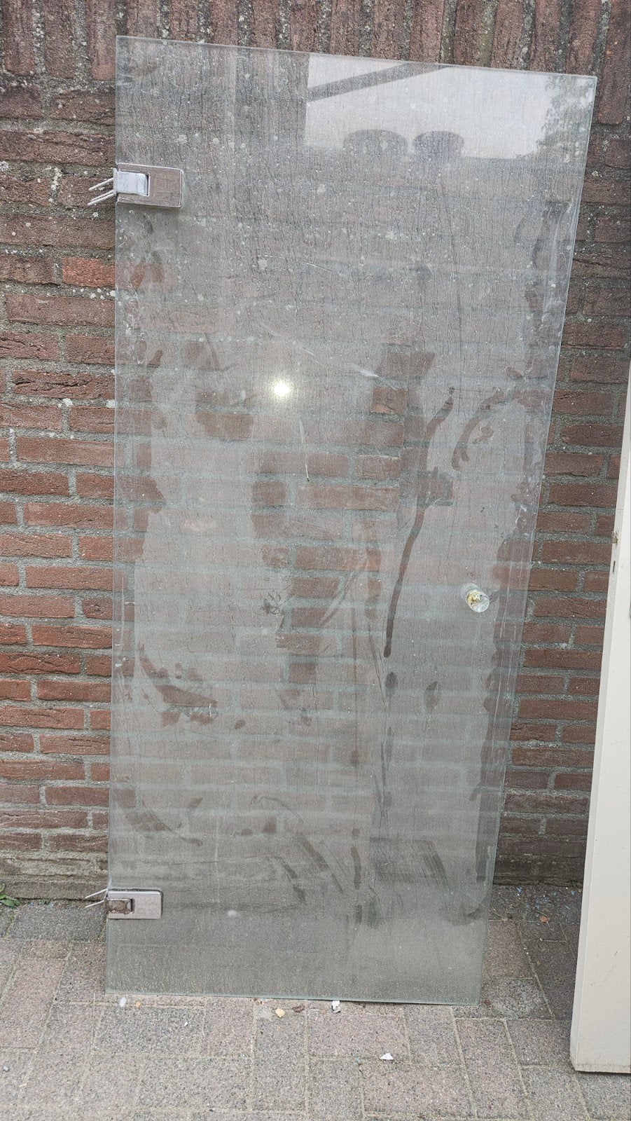 Glazen douchedeur met beslag, Ophalen, Gebruikt, 80 tot 100 cm, Overige typen