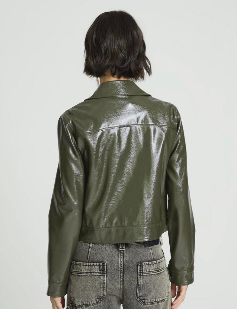 groene lak leren jas, xs, Ophalen of Verzenden, Zo goed als nieuw, Maat 34 (XS) of kleiner, Zwart