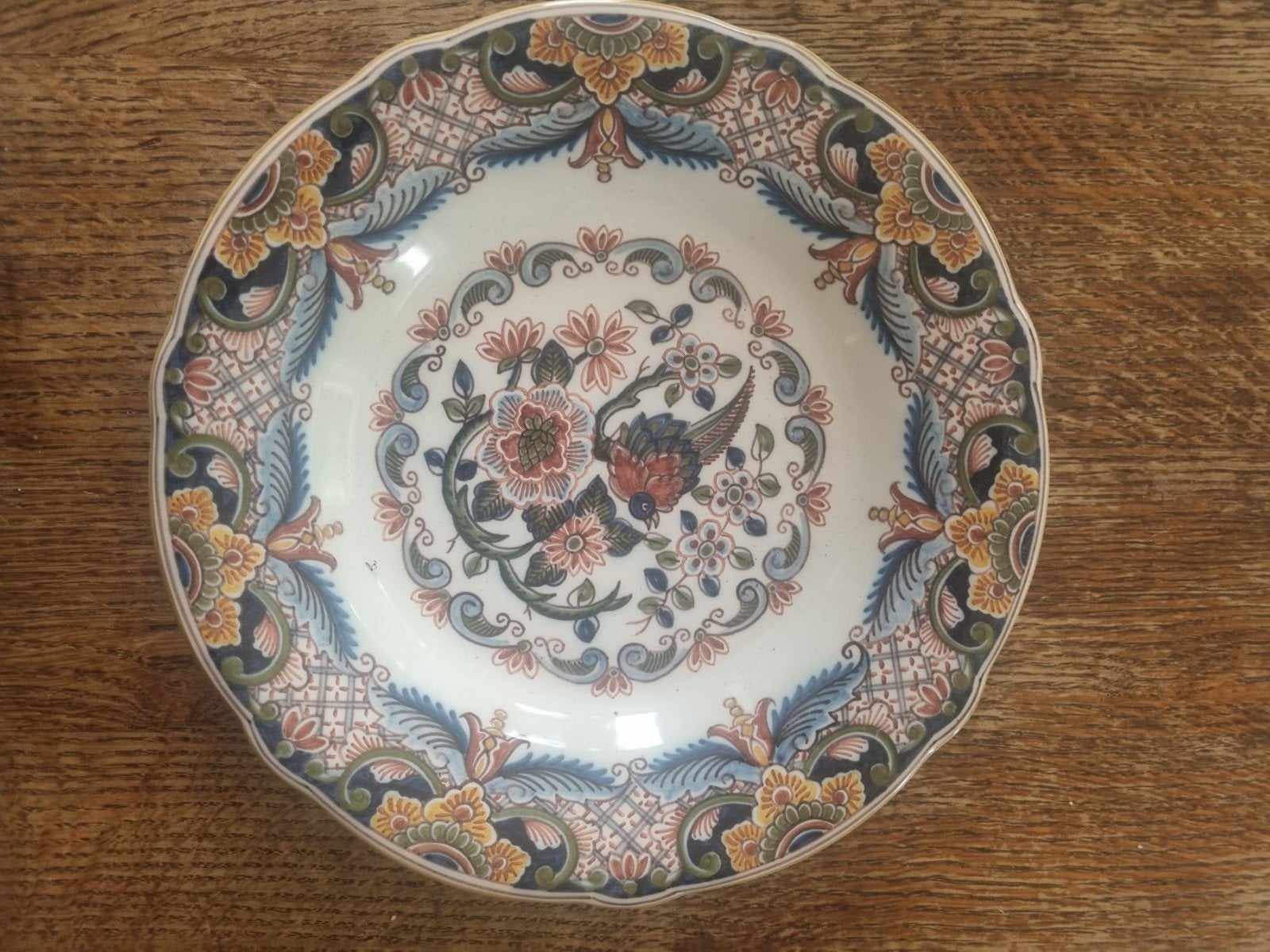 Decoratieve wandbord met bloemen en vogelmotief, Ophalen of Verzenden