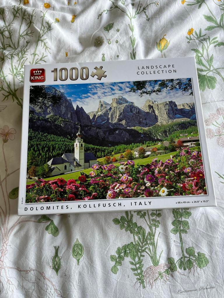 King puzzel 1000 stukjes Dolomieten Kollfusch Italië, Ophalen of Verzenden, Meer dan 50 stukjes, Gebruikt, 6 jaar of ouder