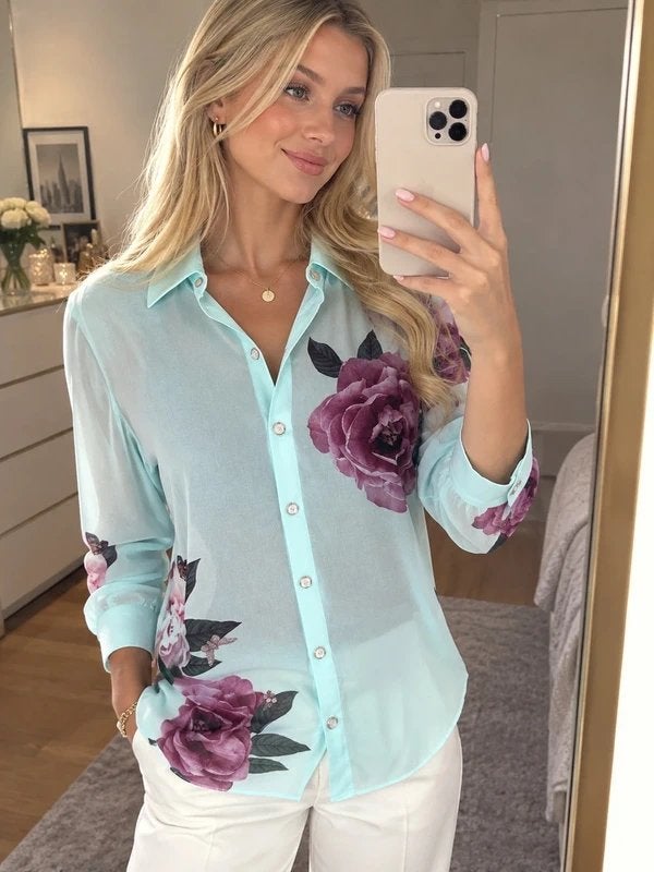 Blouse van Ted Baker chiffon mintgroen bloemenprint Ted4=40, Verzenden, Nieuw, Maat 38/40 (M), Meerkleurig
