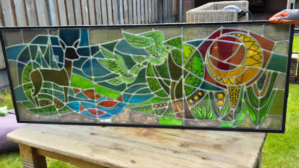Schitterend glas in lood gezet in thermopane, Ophalen