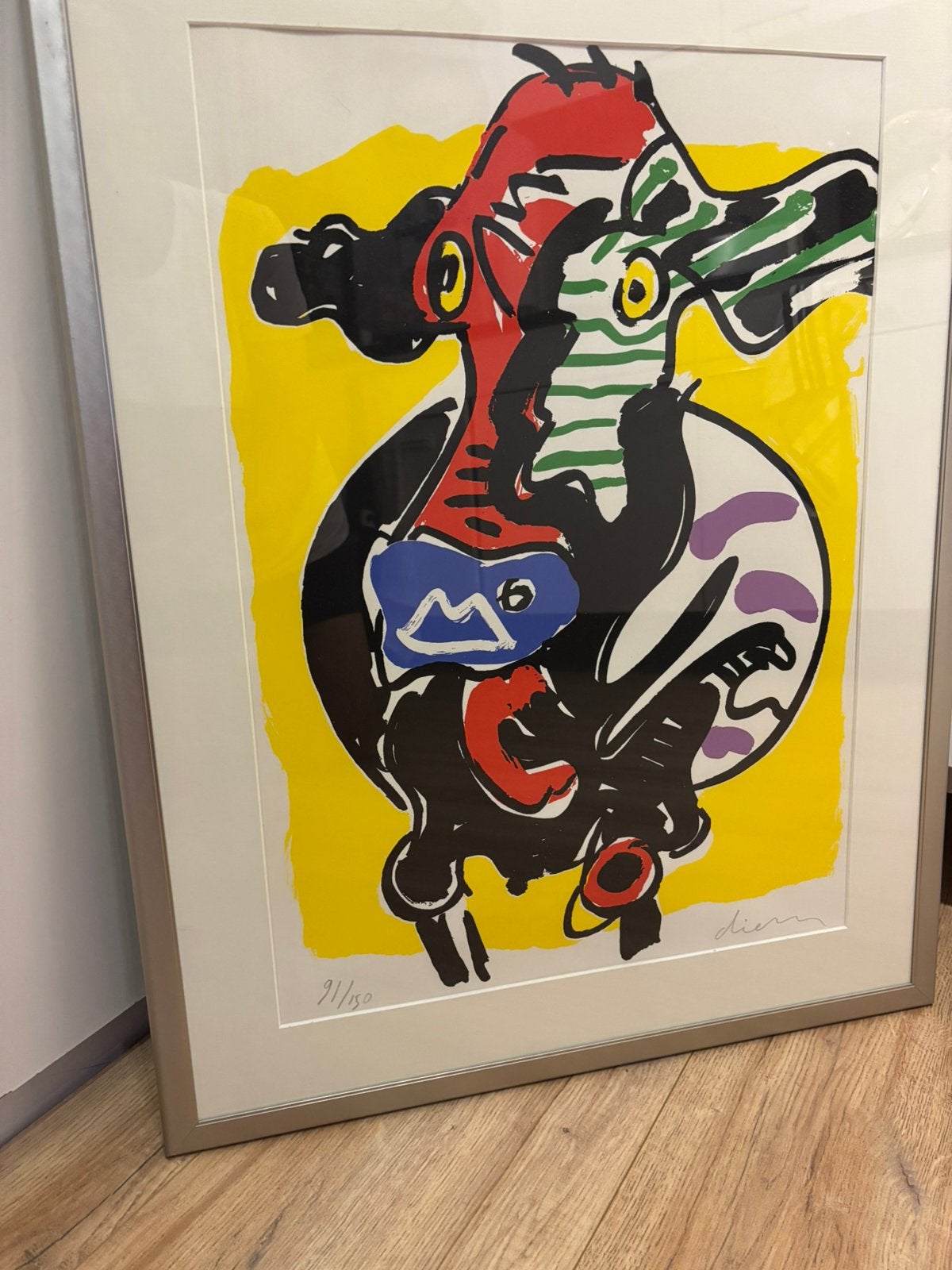 Peter diem zeefdruk beroemde koe, 76 bij 58 cm, gesigneerd, Antiek en Kunst, Kunst | Litho's en Zeefdrukken, Gesigneerd, Ophalen
