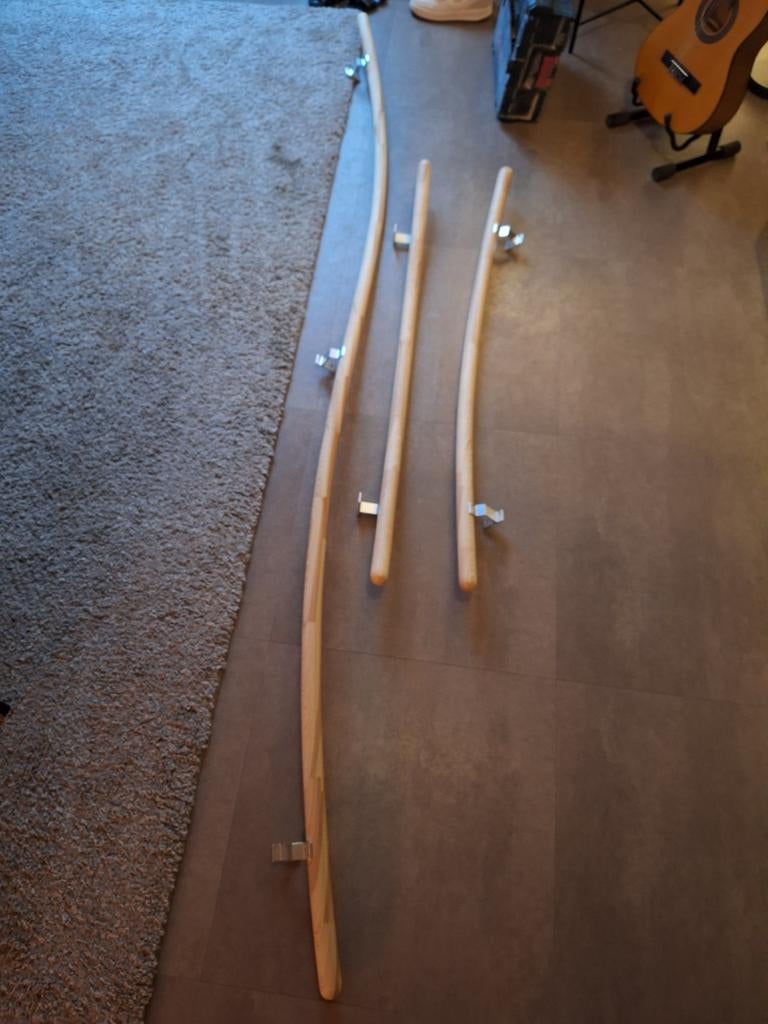 Houten trapleuningen - 5 stuks (2x 130cm, 3x 280cm), Ophalen of Verzenden