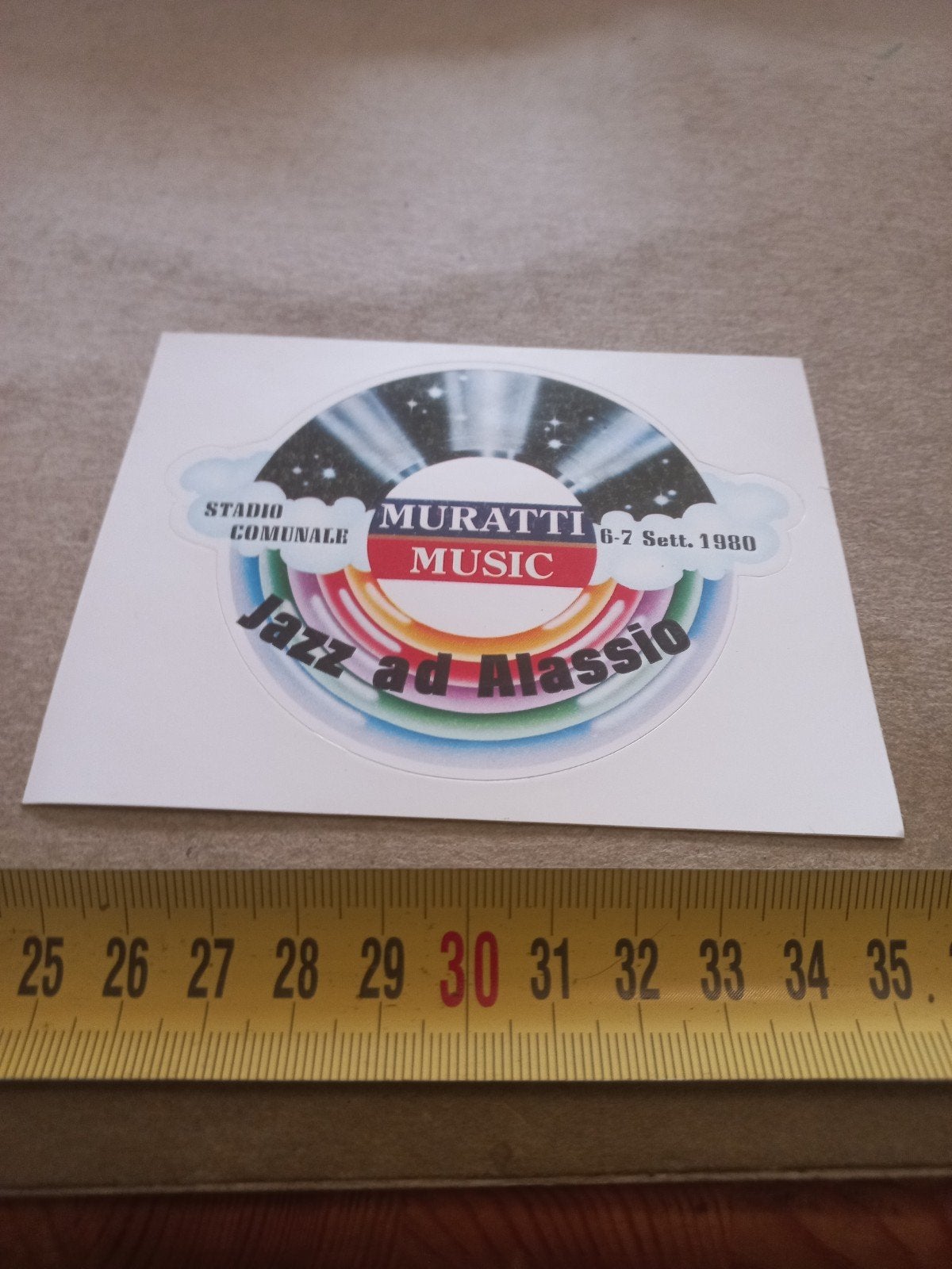 Vintage Muratti Music Jazz ad Alassio Sticker 1980, Verzamelen, Ophalen of Verzenden, Zo goed als nieuw, Overige typen