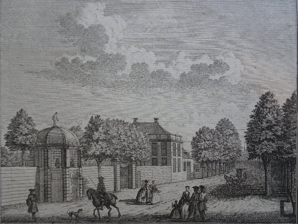 gravure Bosch en Vaart Herenweg Heemstede, 1730 H. de Leth, Antiek en Kunst, Verzenden, Gravure, Origineel, Landschap