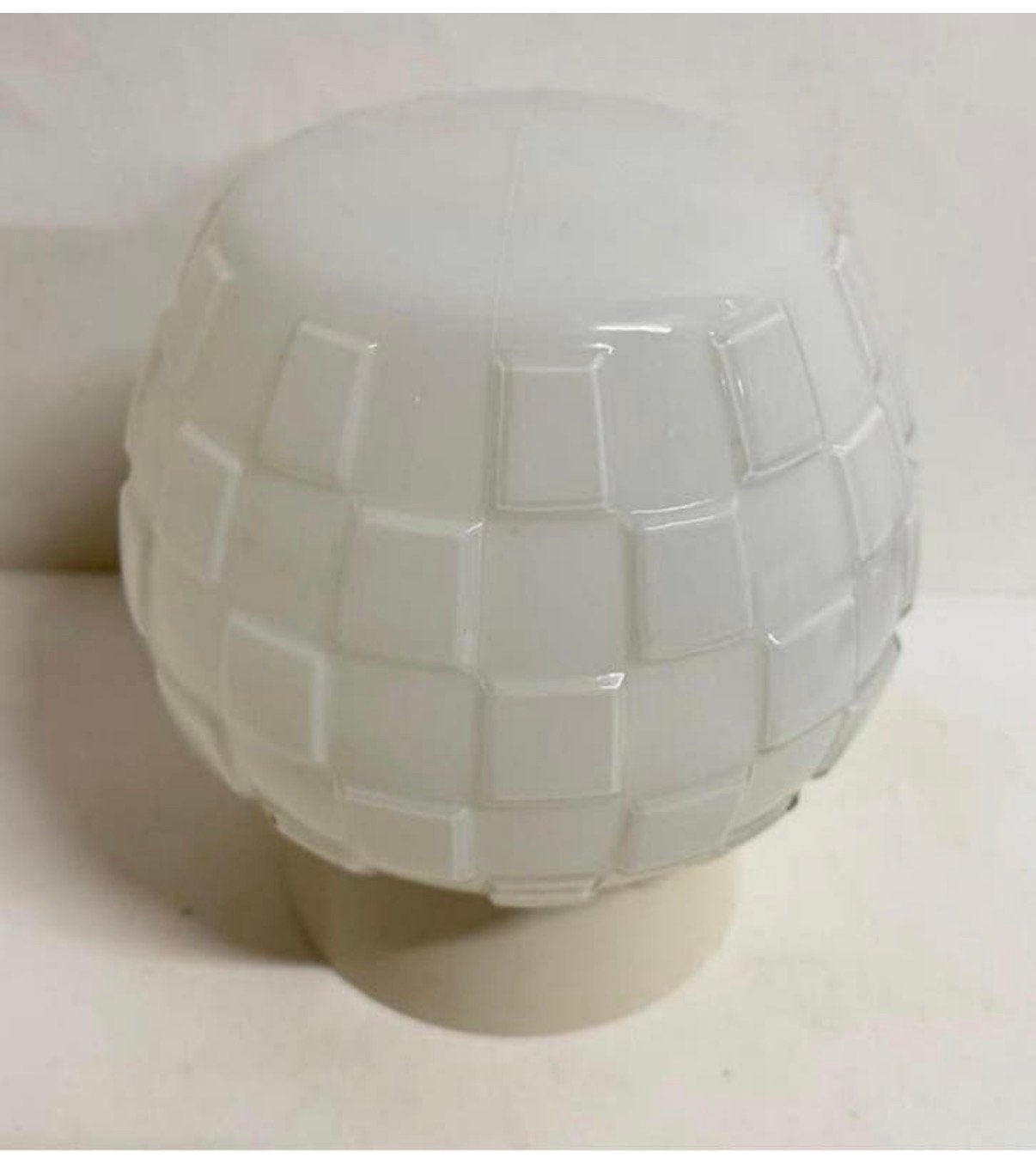 Vintage geblokte witte plafondlamp jaren 70 retro, 18 cm, Zo goed als nieuw, Wit, Plafondlamp