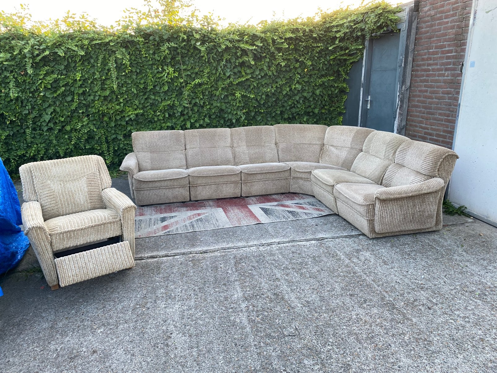 Grote Moudulaire hoekbank + Relax fauteuil jaren 60, Ophalen, Gebruikt, Hoekkbank, Hoekbank