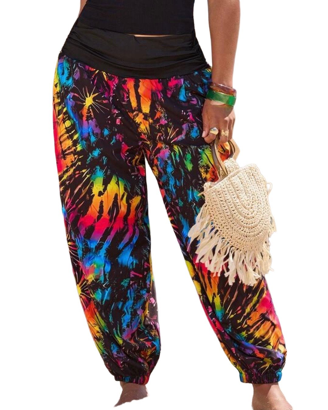 Kleurrijke Harembroek met Tie-Dye Print (44-50), Kleding | Dames, Verzenden, Nieuw, Meerkleurig, Broek of Spijkerbroek