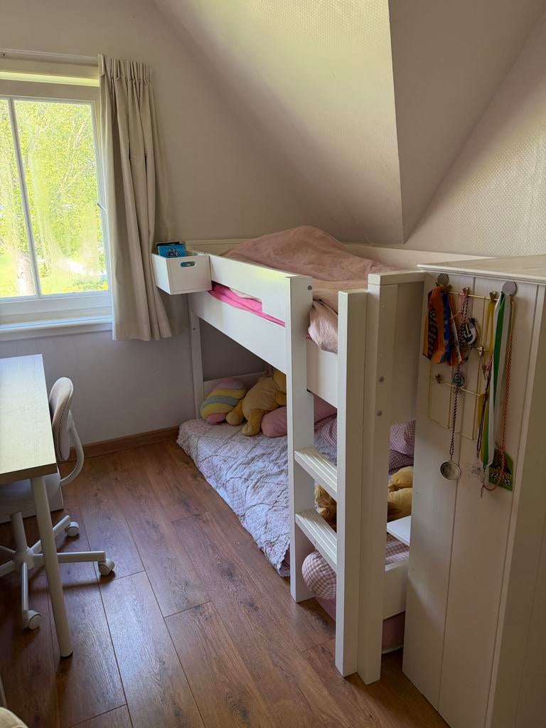 Bopita halfhoogslaper - wit, Kinderen en Baby's, Kinderkamer | Stapelbedden en Hoogslapers, Ophalen, Zo goed als nieuw, Stapelbed