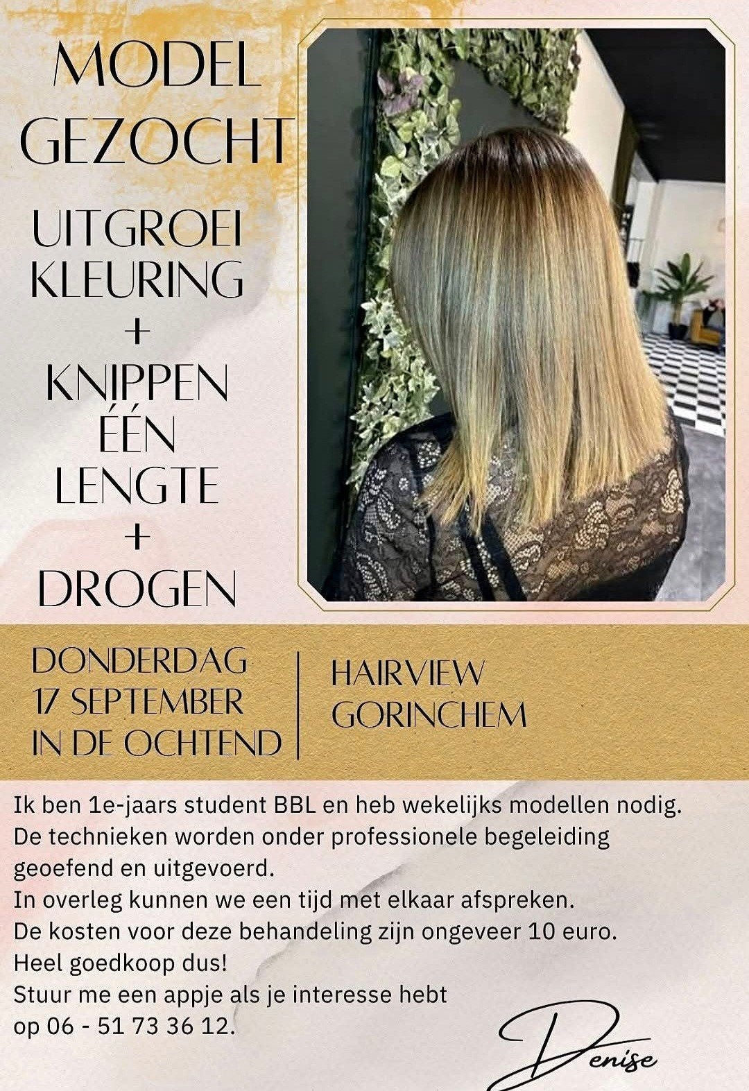 Model gezocht Uitgroei kleuring + 1 lengte lijn knippen €, Sieraden, Tassen en Uiterlijk, Ophalen, Nieuw