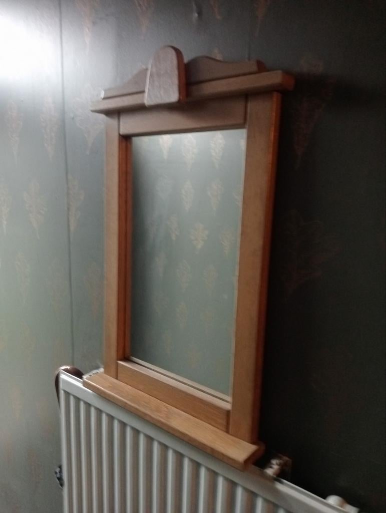 Blank eiken spiegel, Huis en Inrichting, Woonaccessoires | Spiegels, Ophalen, Rechthoekig, Minder dan 50 cm, Minder dan 100 cm