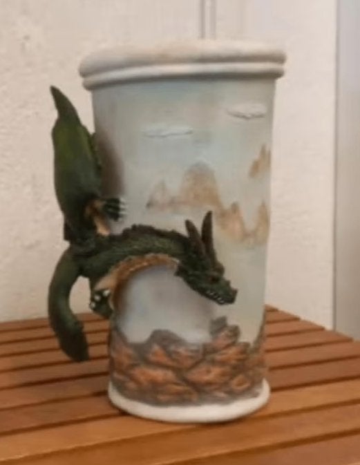Prachtige grote vaas van aardewerk met groene Draak, Ophalen of Verzenden, Nieuw