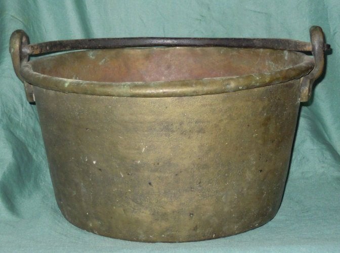 Grote antieke geel koperen pan. Meer dan 100 jaar oud, Ophalen of Verzenden