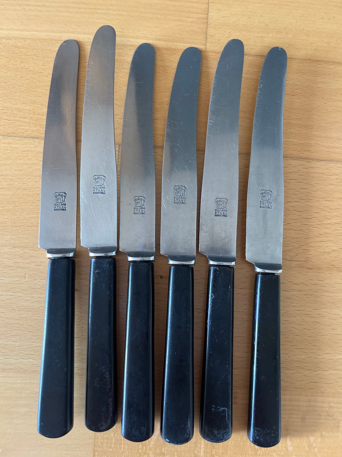 Set van 6 vintage Peugeot Frères, Bulldog roestvrij staal, Ophalen