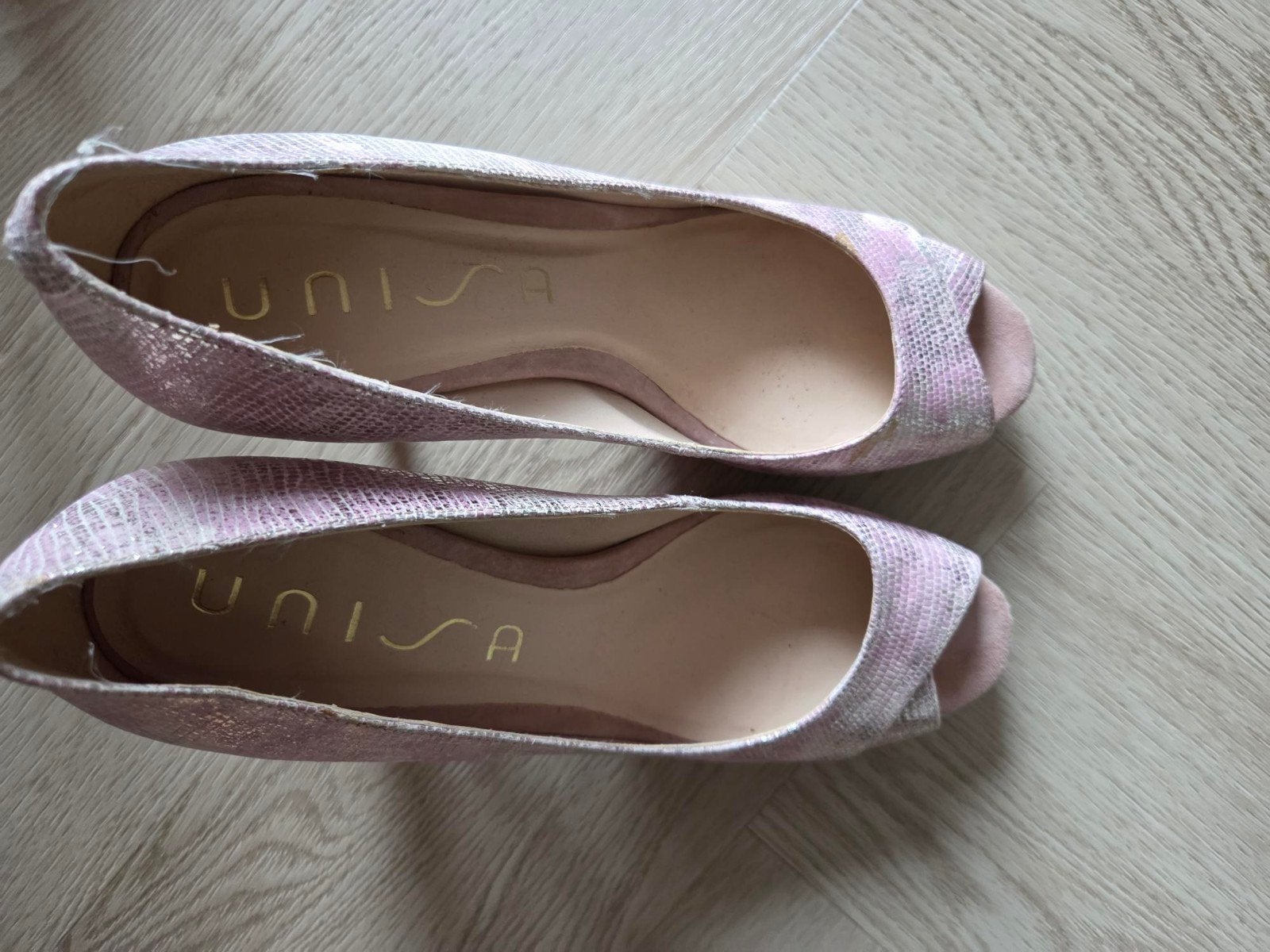 Unisa Peep-toe Pumps Roze/Zilver Maat 38, Pumps, Ophalen of Verzenden, Zo goed als nieuw, Roze