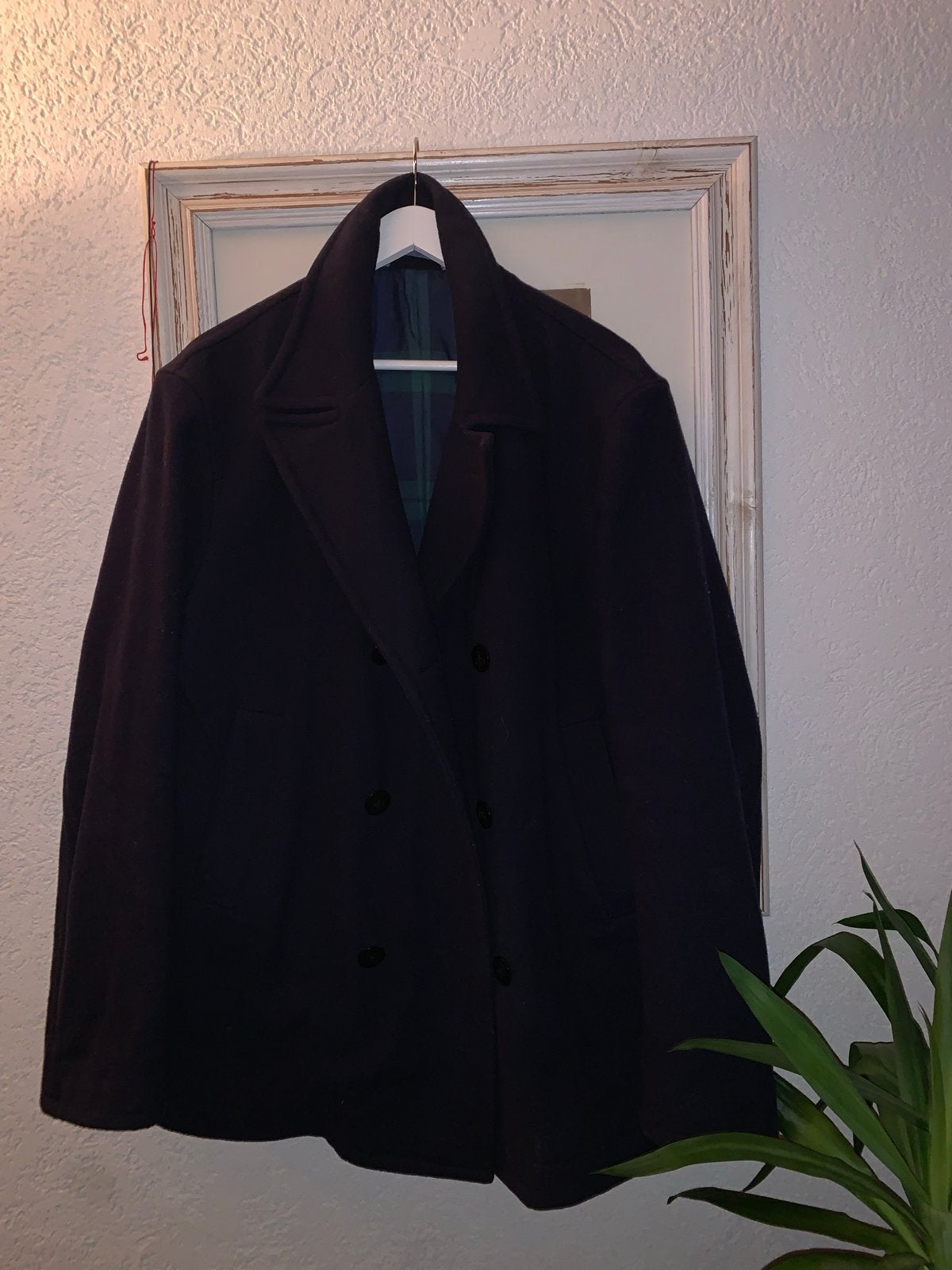 GANT Peacoat - Donkerblauwe wollen jas met ruitvoering, Kleding | Heren, Jassen | Winter, Ophalen of Verzenden, Zo goed als nieuw