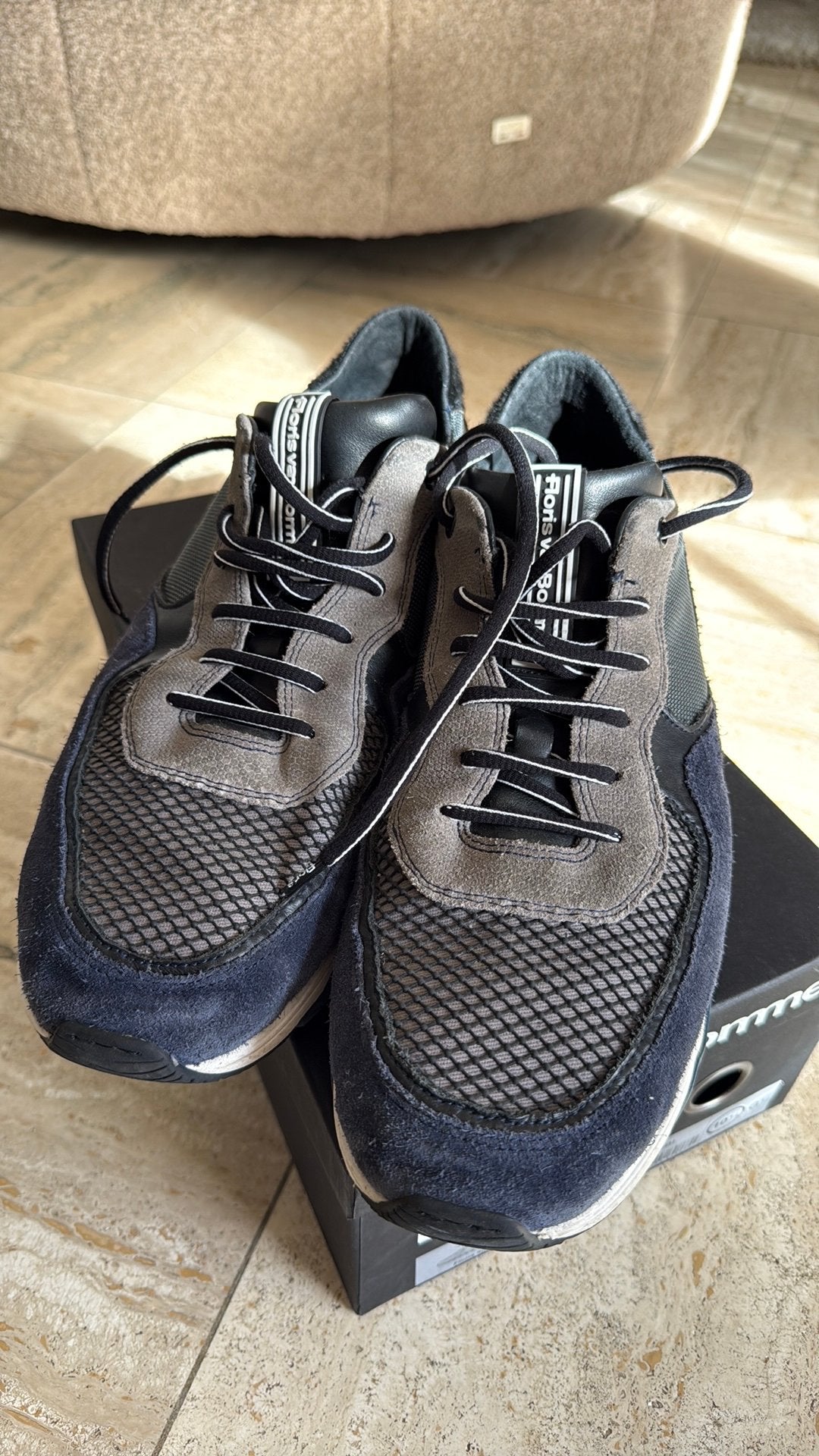 Floris van Bommel sneaker maat 10,5 kleur navy met suede, Ophalen of Verzenden, Zo goed als nieuw, Blauw