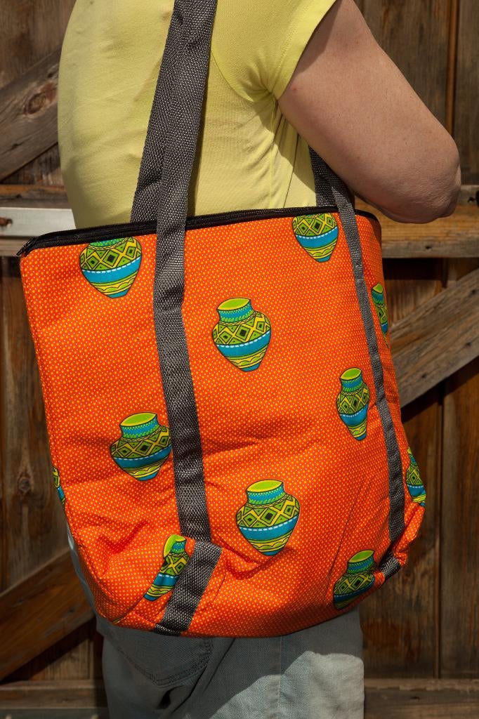 Vrolijk gekleurde stoffen tas, handgemaakt in Afrika., Ophalen of Verzenden, Nieuw, Overige kleuren, Overige typen