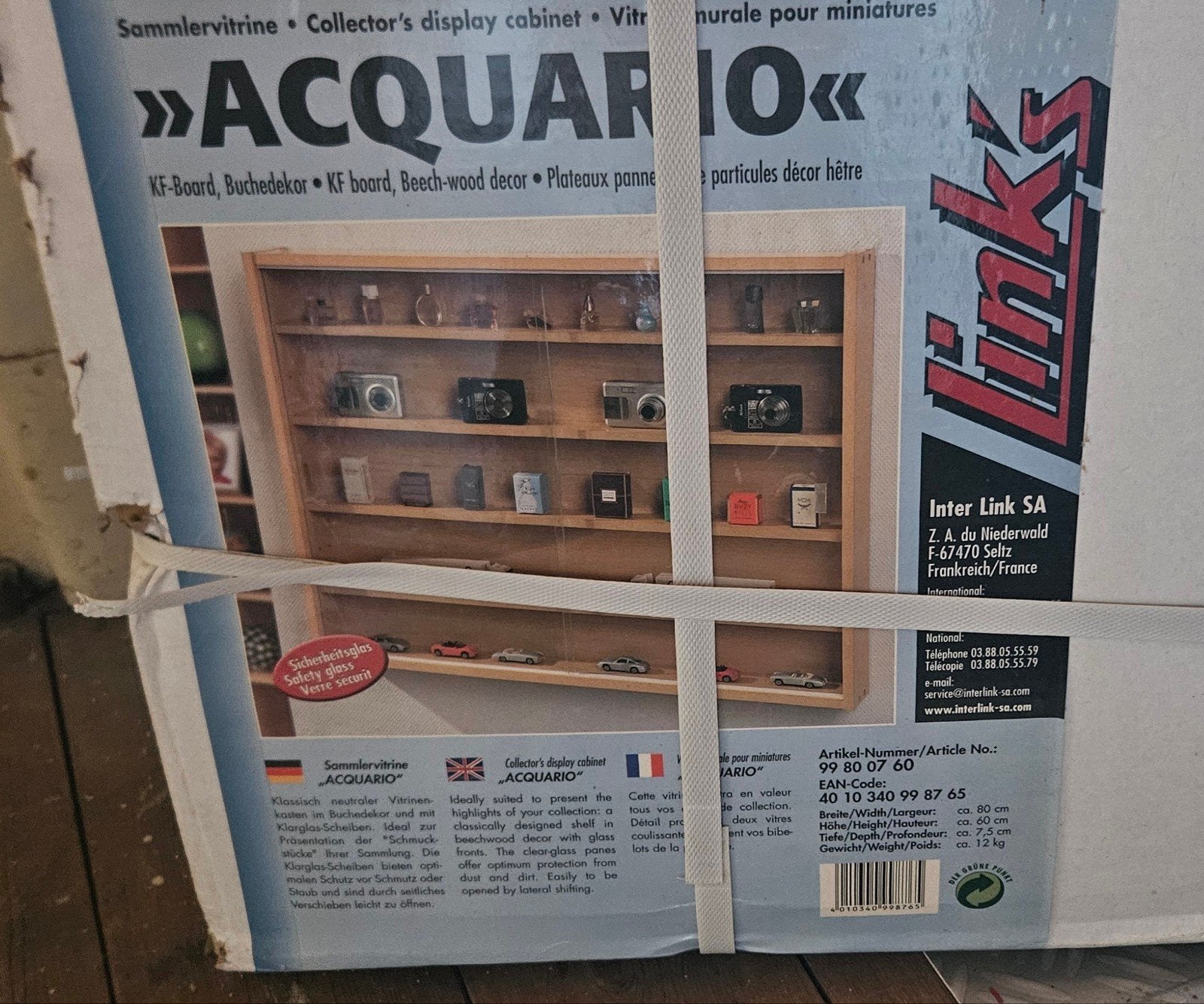 vitrinekastje Nieuw in doos !, Ophalen, Nieuw, 50 tot 100 cm, Minder dan 25 cm