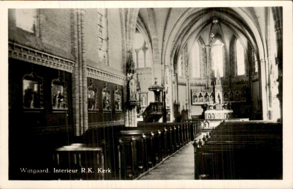 Wijtgaard - R.K. Kerk - Interieur, Ophalen of Verzenden, 1920 tot 1940, Ongelopen, Friesland