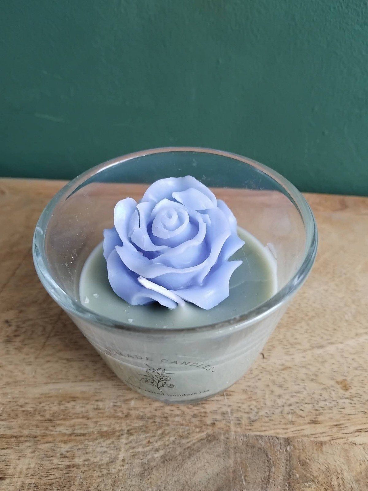 Handgemaakte kaars met roos in glas, Ophalen, Paars, Nieuw, Glas