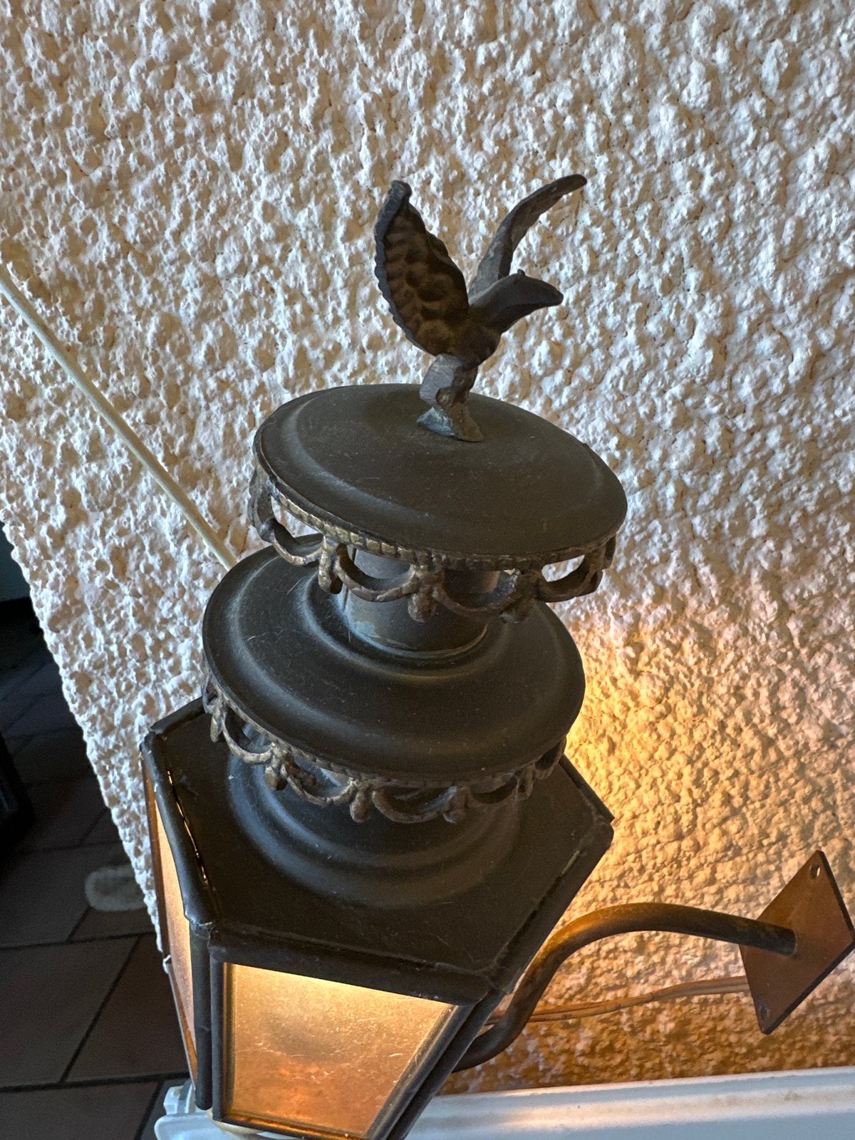 Antieke wandlamp met vogeldecoratie koetslamp, Ophalen