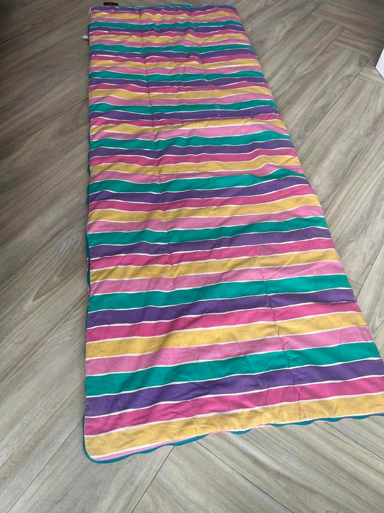 Kleurrijk gestreepte vintage slaapzak, Gebruikt, Vintage, Rechthoekig, 50 tot 100 cm