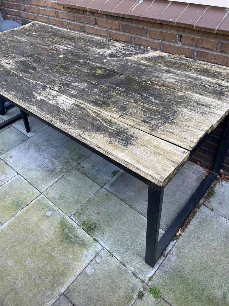 Tafel met stevig frame, blad aan vervanging toe. GRATIS, Tuin en Terras, Tuintafels, Gebruikt, Rechthoekig, Metaal, Ophalen of Verzenden