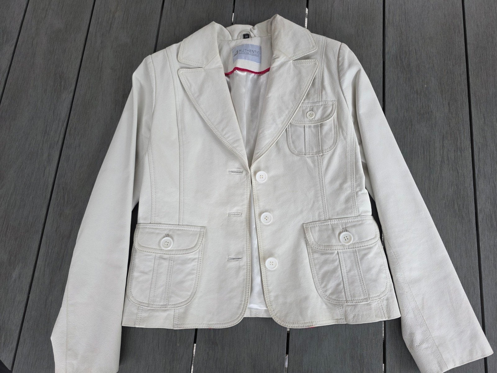 witte leren jas 38, Ophalen of Verzenden, Zo goed als nieuw, Maat 38/40 (M), Wit