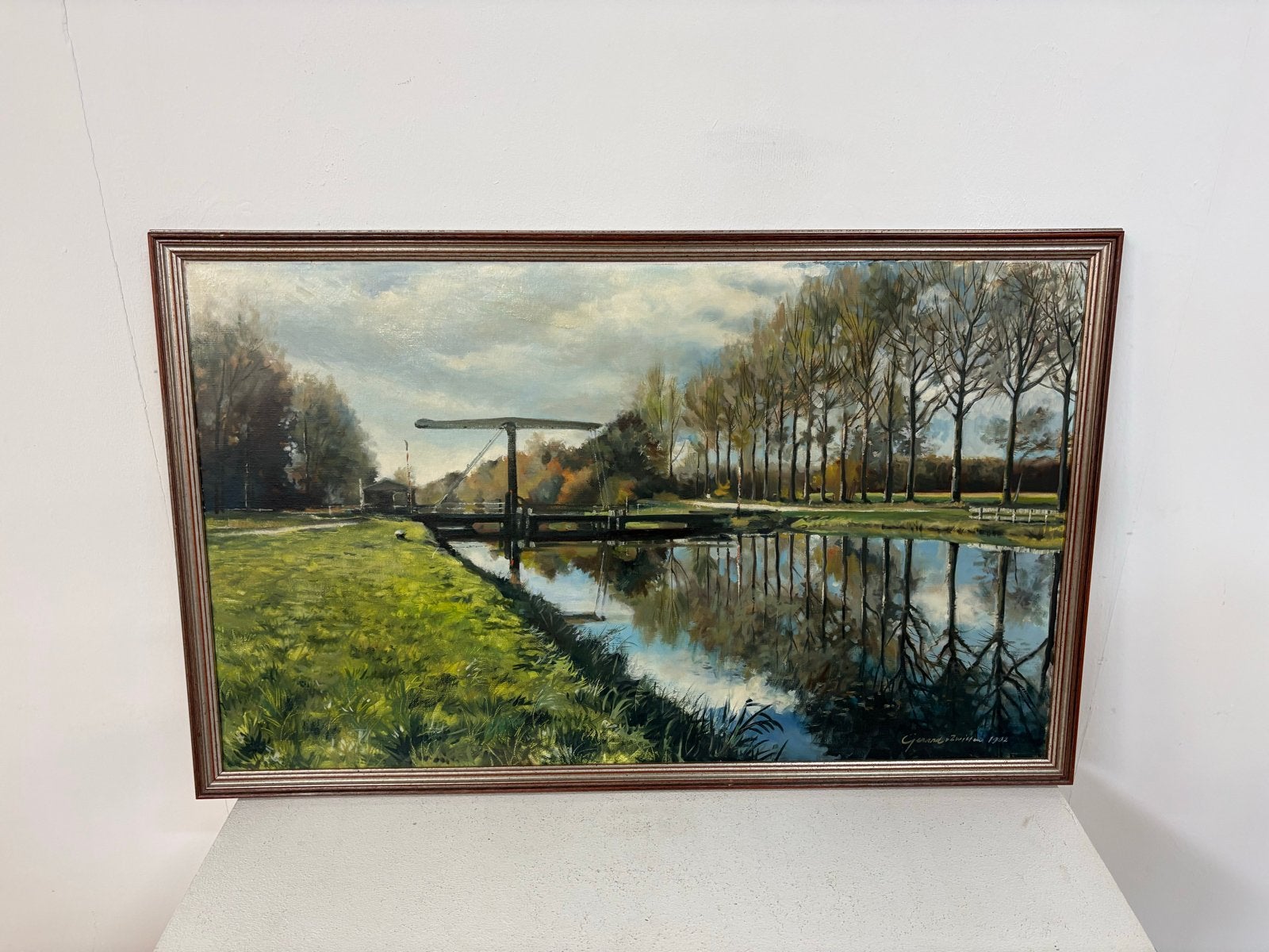 Olieverfschilderij Gerard van Zwieten - Ophaalbrug Son en Br, Ophalen, Doek, Realistisch, Gesigneerd