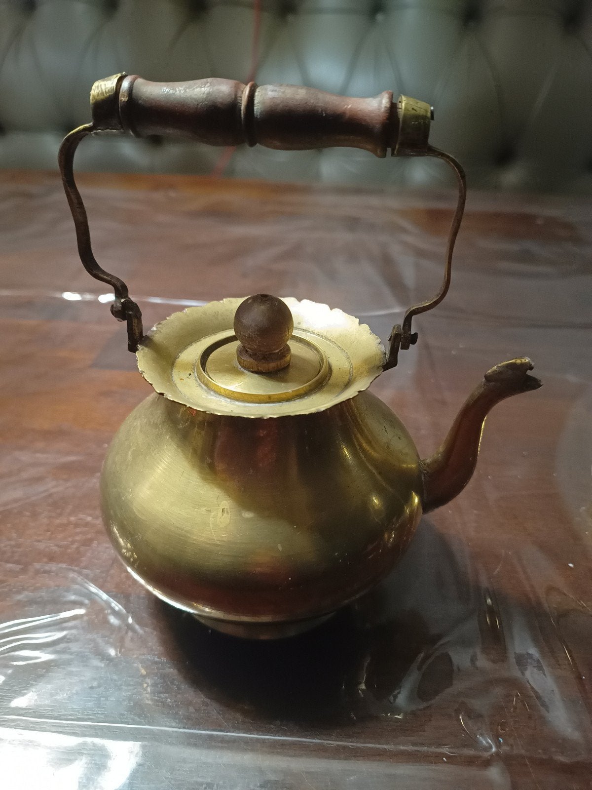 miniatuur theepot antiek messing/koper, Antiek en Kunst, Ophalen of Verzenden, Koper