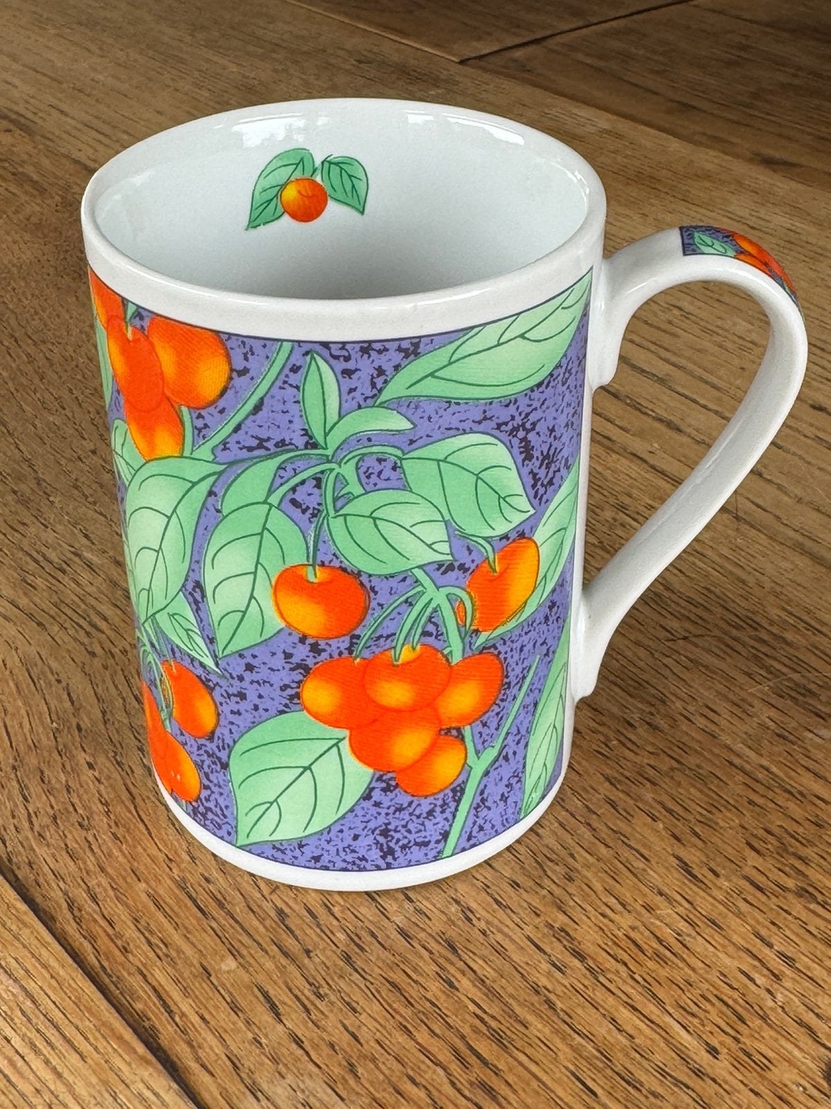 Mooie retro / vintage mok met afbeelding van mandarijnen, Ophalen of Verzenden, Zo goed als nieuw, Overige stijlen
