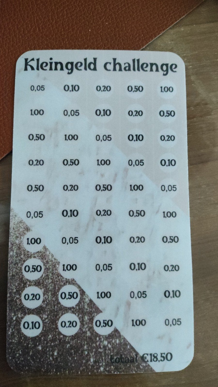 Kleingeld Challenge Spaarkaart - Bespaar €18,50, Ophalen of Verzenden