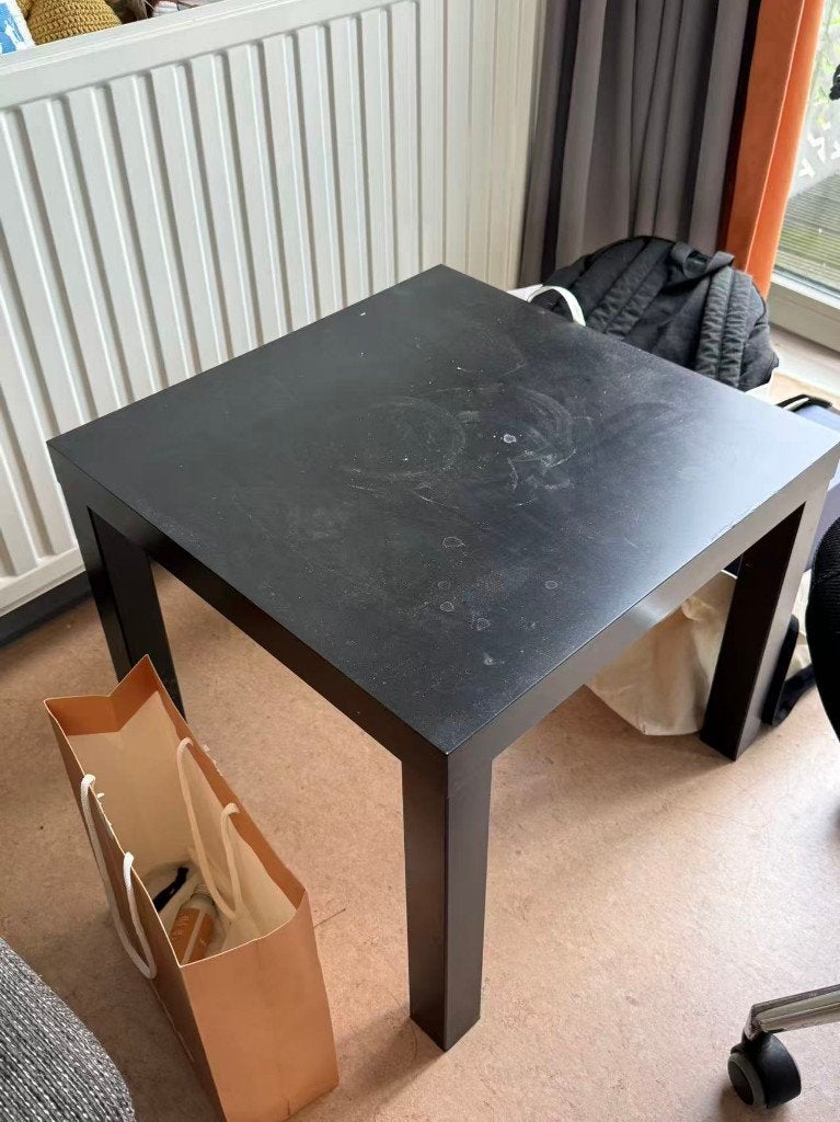 IKEA LACK bijzettafel zwart, Huis en Inrichting, Gebruikt, Vierkant, 55 tot 75 cm, Hout
