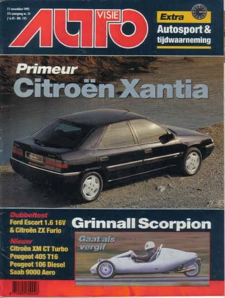 Autovisie 24 1992 : Citroen ZX - Xantia - Peugeot 405 T16, Ophalen of Verzenden, Gelezen, Algemeen