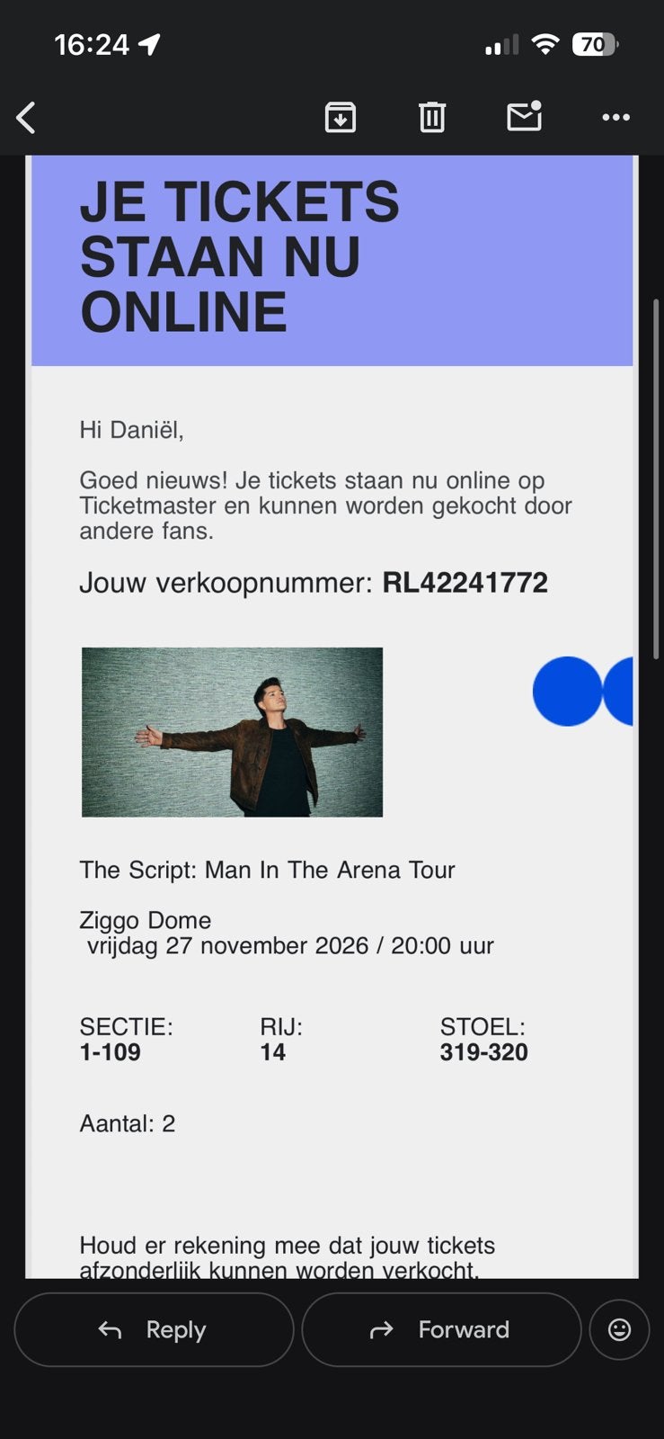 Tickets the script 27 november ziggo dome, Twee personen, November
