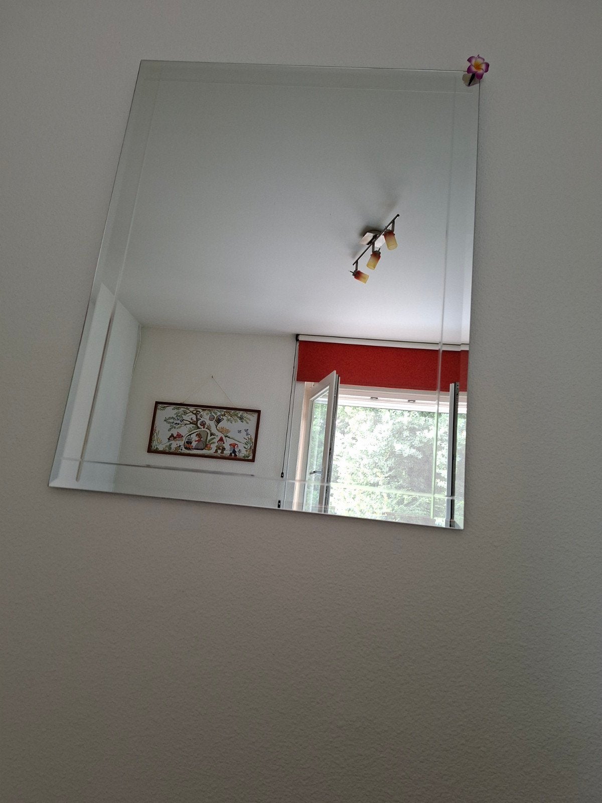 Grote facet geslepen spiegel, platte vorm, Ophalen, Gebruikt, Minder dan 100 cm, Rechthoekig