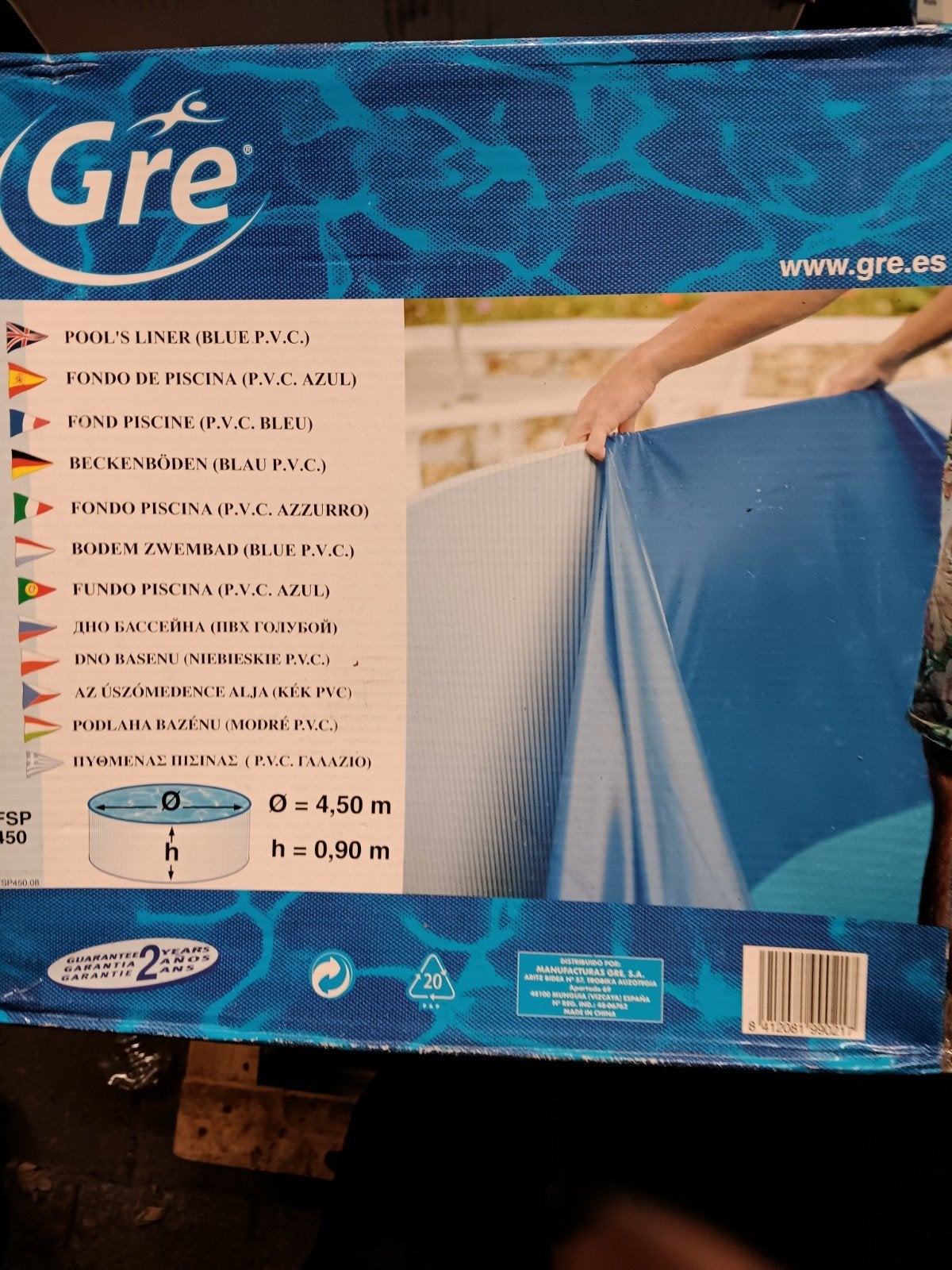 Gre Zwembadliner Blauw PVC - Rond Ø450cm H90cm, Ophalen, Nieuw