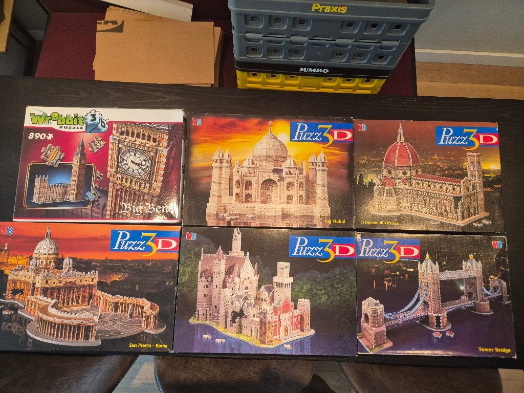 set 3d puzzels MB, Ophalen of Verzenden, 500 t/m 1500 stukjes, Zo goed als nieuw, Rubik's of 3D-puzzel