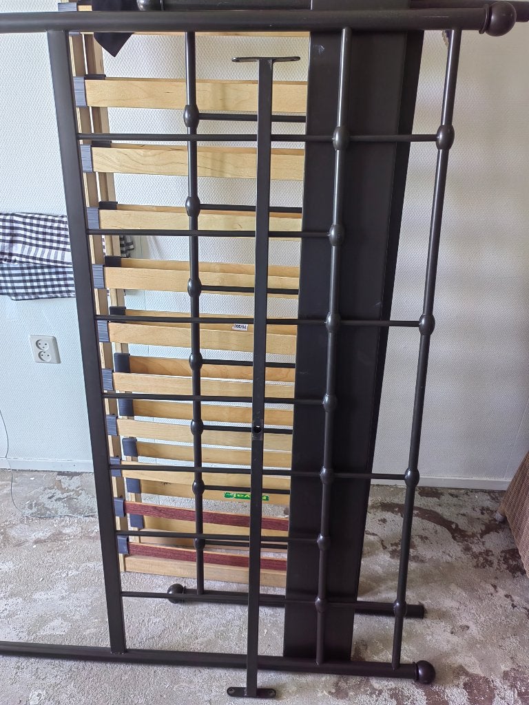 Bed (metalen frame o.a.), Ophalen, Eenpersoons, Wit, 140 cm
