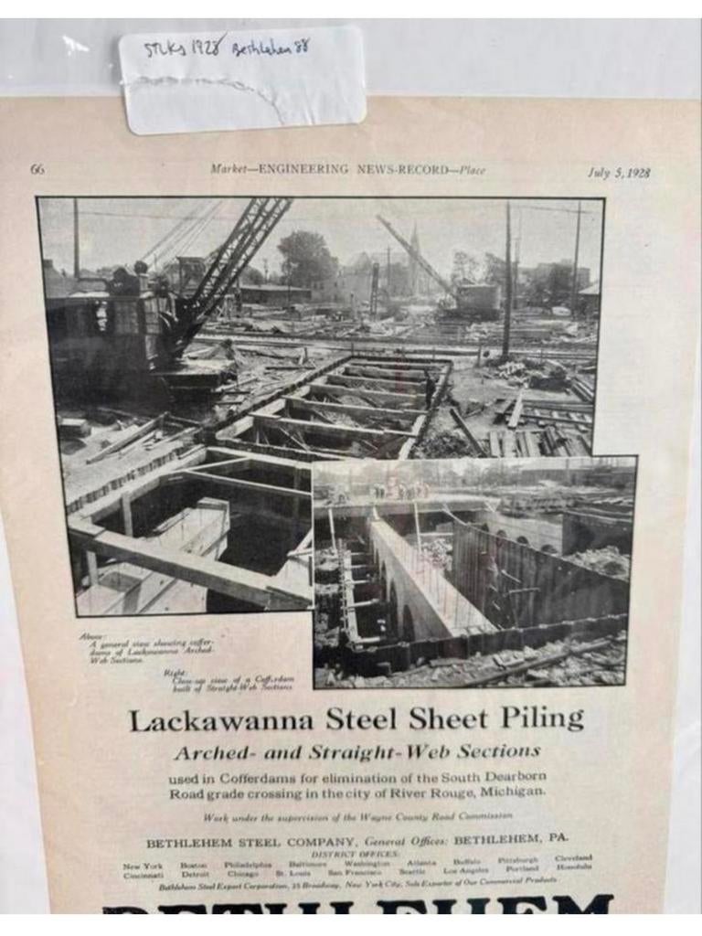 Originele Advertentie Bethlehem Steel 1928 - Lackawanna brug, Ophalen of Verzenden, 1920 tot 1940, Buitenland