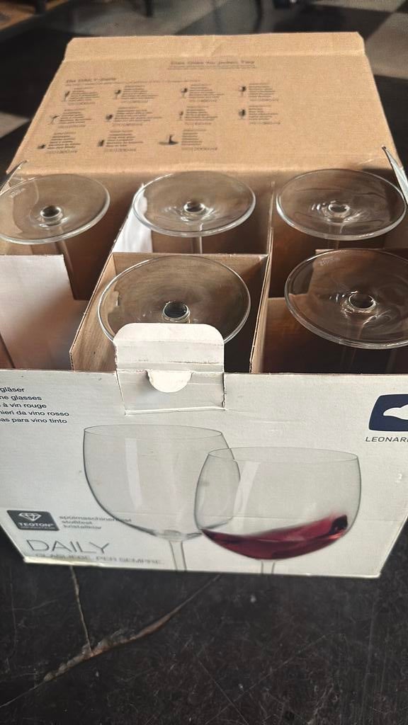 Leonardo rode wijn glas 5 stuk 460 ml, Verzamelen, Glas en Borrelglaasjes, Ophalen of Verzenden, Zo goed als nieuw, Overige typen