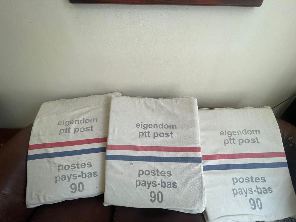 Vintage PTT Post pallet Kussens, Huis en Inrichting, Woonaccessoires | Kussens, Gebruikt, Wit, Vierkant, Ophalen