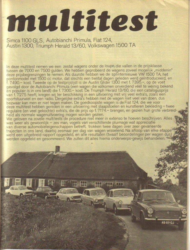 Autovisie test Simca,VW,Autobianchi,Fiat,Triumph,Austin 1968, Ophalen of Verzenden, Gelezen, Overige merken
